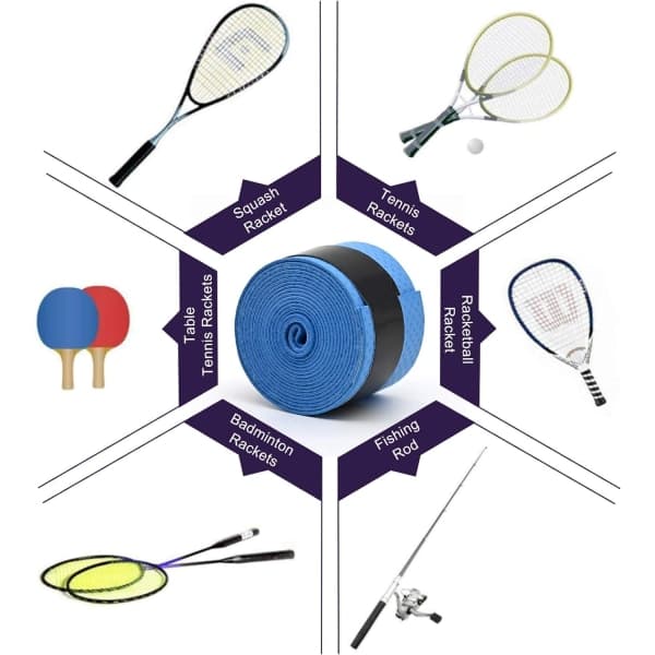 IC 10-pack tennisracketgrepp med elastiskt halkfritt grepp för badminton-, tennis- och squashracketar (5 färger).