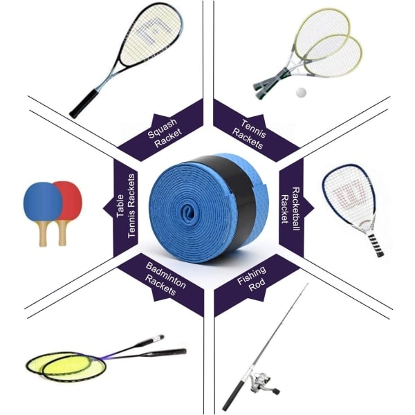 IC 10-pak tennisgreb med elastisk, skridsikker overflade til badminton-, tennis- og squashracketter (5 farver).