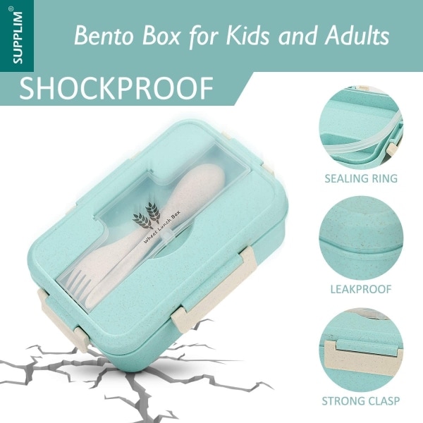 IC Bentolåda för Barn & Vuxna Lunchbox med 3 Fack, Vete rosa