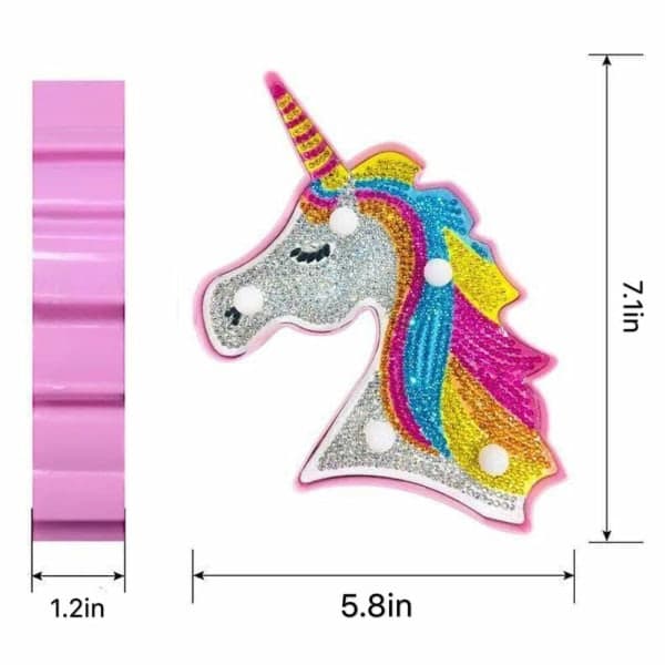 DIY Unicorn Diamantmaleri med LED-lys Fuldt Drill