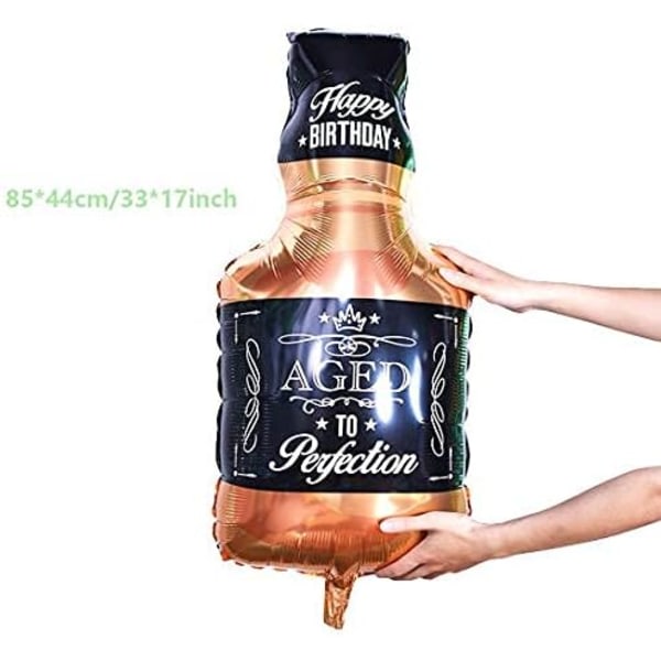 4-pack Whiskyballonger Aluminiumfolie Mylar Dekoration Present Champagneballonger Vinflaska och kopp Balonger Dekoration