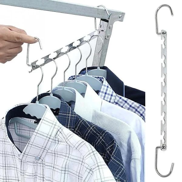 2-pack - Clothes Hanger/Hook for Hanger - Save Space in Wardrobe Silver