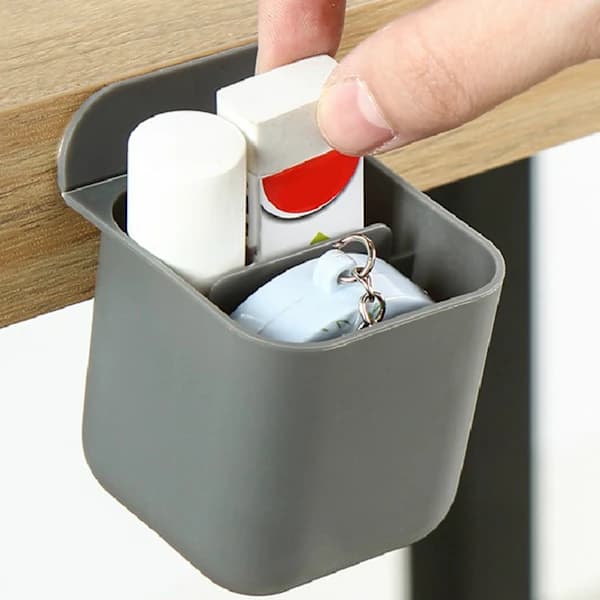 Screen Pen Storage Container PP Multifunctional Self-Adhesive Screen Organizers Desk Pen Holder Organizer Grey