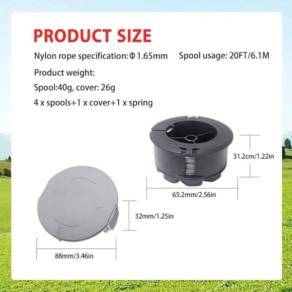 Sett med 3 erstatningsspoler for UniversalGrassCut 18V-26/18V-260/18/18-26/18-260, for ‎F016800570 og 1600A01R5J (6 m, 1,6 mm)..DEBUNS