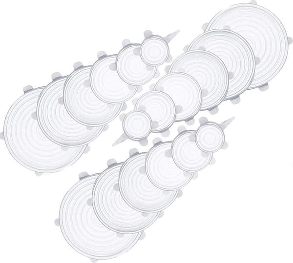 18 silikonsträcklock för fräschhet - återanvändbara tätningslock (3x6) 6 olika storlekar