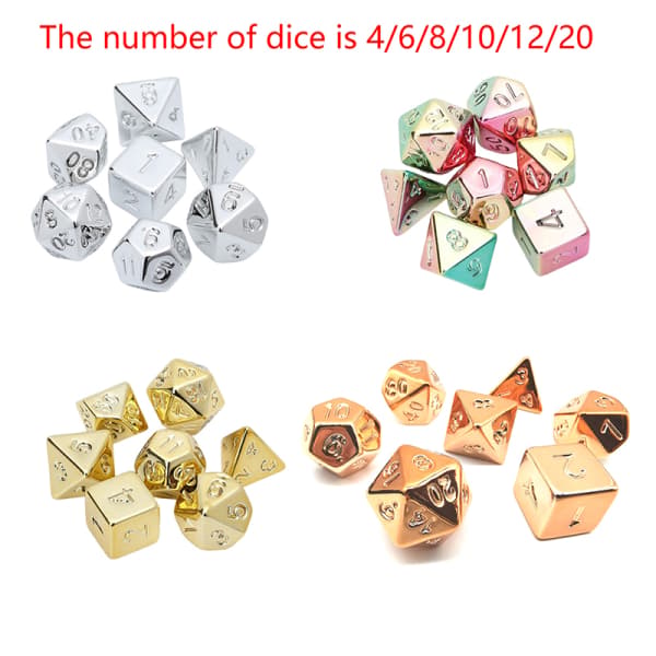 7 stk/ sett gullbelagte terninger D&D COC terningbrettspill Champagne gull 7-delt sett