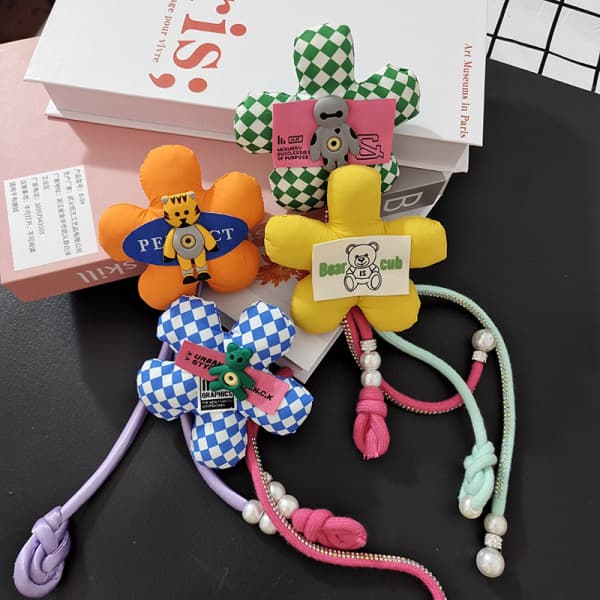 IC til kvinder Stof Puf Blomst Broche Tilbehør Vedhæng Bil Dec Orange