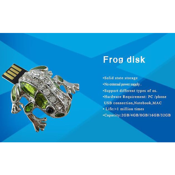 Crystal Frog Nyckelring USB Flash Drive USB 2.0 Flash Drive Pen Drive Ekstern lagring (64 Gb) IC