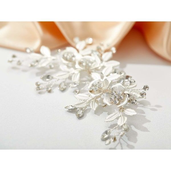 IC Lyserød Rose Bryllupshårklemme Strass Brudkam Barrette