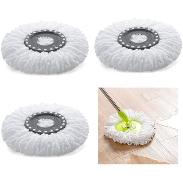 IC Ersättningshuvuden för 3-pack mopp, påfyllning av vridbar mopp i mikrofiber, 360°