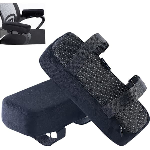 Stolsarmstöd Memory Foam Tryckavlastande Armstödskuddar för Kontors- och Gamingstolar Svart 2-pack