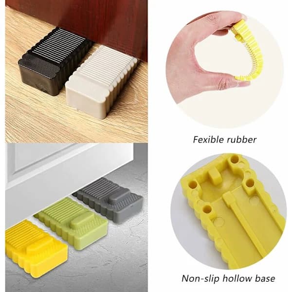 2 st gummidörrstoppar, grå gummidörrstoppar, silikondörrstoppblock, för hem, kontor, barnrum