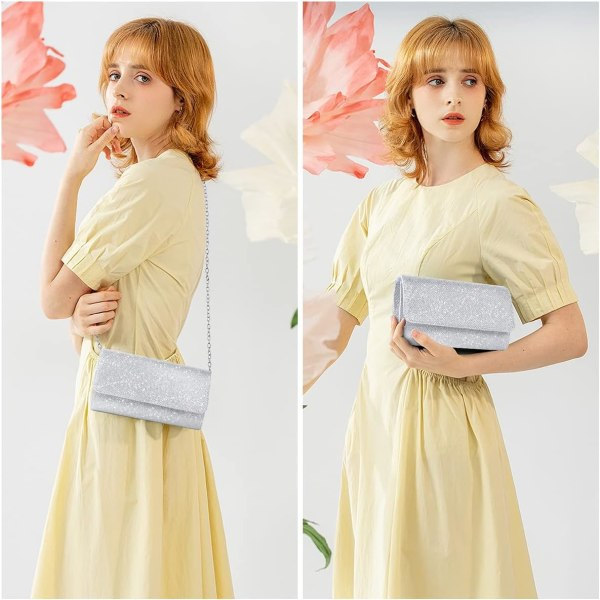 IC Aften Clutch Taske, Kuvert Clutch Taske Aftonväska til Kvinder, Glimtende Aften Håndtaske sort