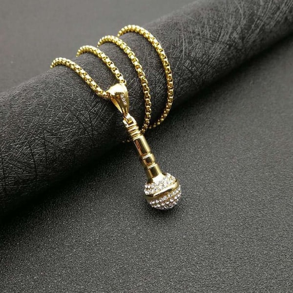 IC Mikrofonhänge Halsband Hip Hop Mode Herrhalsband Guld