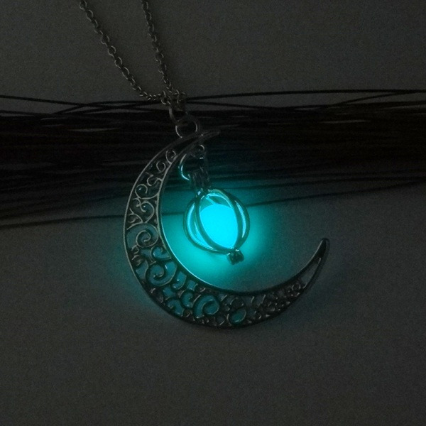 IC Sterling sølv smykker Crescent Moon og Star Pendant halskæde style 2