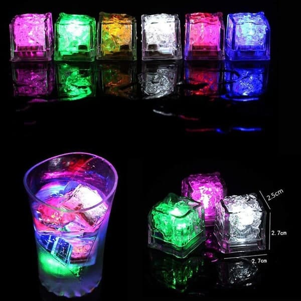 8 stk Lysende LED-iskuber for Drikke Vin Whisky LED-iskuber
