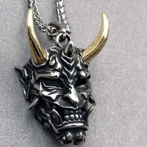 Goottilainen Japanilainen Viha Hannya Aave Kallo Mask Rinnassa Rihma Kaulakoru Miehille Vintage Punk Kallo Kaulakoru Rock Korut Lahjat Hänelle Kulta
