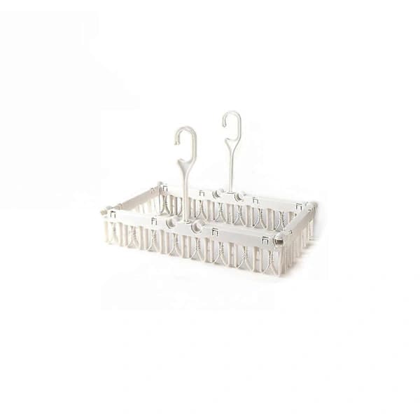 2 Pcs Foldable Plastic Clothes Hangers for Household, Space-Saving Drying Rack for Socks (White) - q36/YY[D]