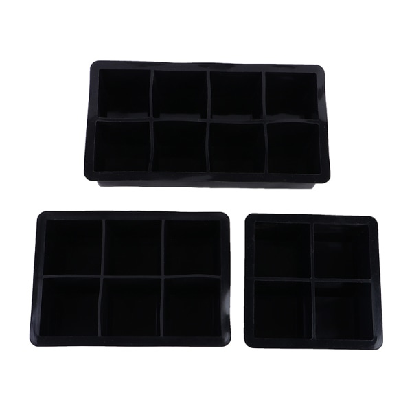 Ny 4/6/8/Grid Stor isform Jumbo form silikoniskub fyrkantig formform DIY Ice Maker Ice Cube-bricka