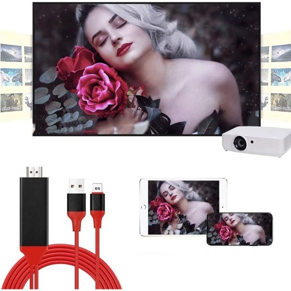 IC iPhone-yhteensopiva Lightning-HDMI-kaapeliadapteri 1080P punainen