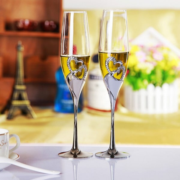 2 stk Bryllupsvinglass Champagneglasssett