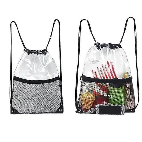 2 Pcs - Transparent Backpack, Transparent Drawstring Bag, Transparent Sports Backpack, Drawstring Sports Backpack, Transparent Sports Drawstring Bag