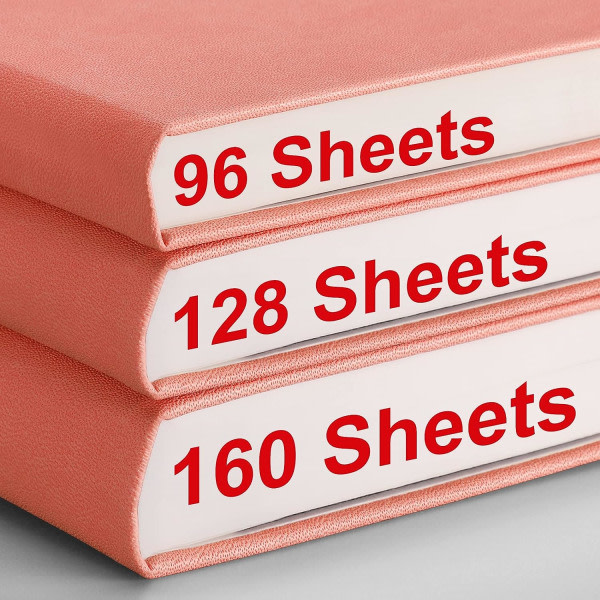IC Fodrad journalanteckningsbok - 320 numrerade sidor Stor B5 tjock journal för kvinnor, 100 g/m² tjockt College-paperi, konstläder, 7,6" X 10"-rosa