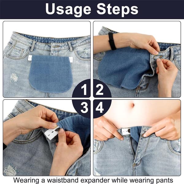 4-delad midjeförlängare – elastiska jeansmidjeförlängare – elastisk mammabältesförlängare – knappförlängare – lämplig för jeans