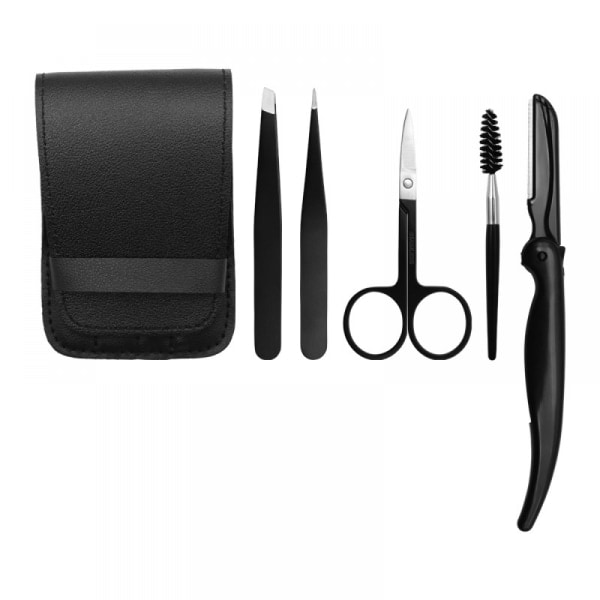 Eyebrow Pincet Set, 5 i 1 Eyebrow Kit innehåller ögonbrynssax, borste, ögonbrynshyvel, Best Precision Eyebrow Shaper Trimmer