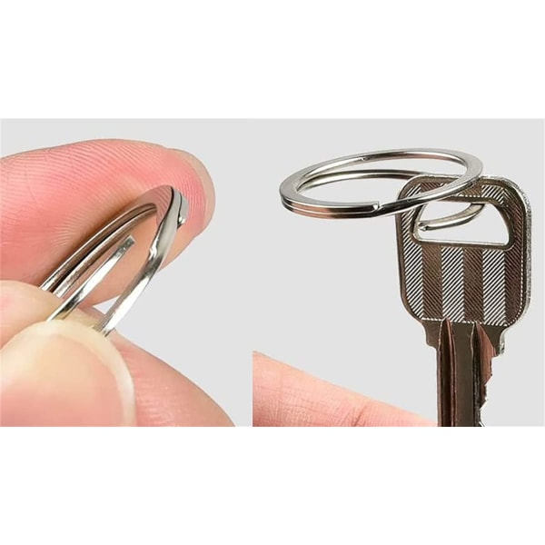 10 stk 32 mm rustfrit stål metal flad delt nøglering cirkulær nøglering Hoops Nøglering Loop Nøglering Connector IC