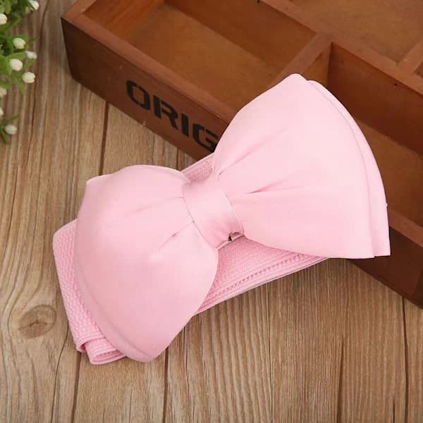 Koreansk version chiffong rosett elastiskt midjeband dam mångsidig dekoration brett midjespänne kjol bälte klänningstillbehör rosa pink