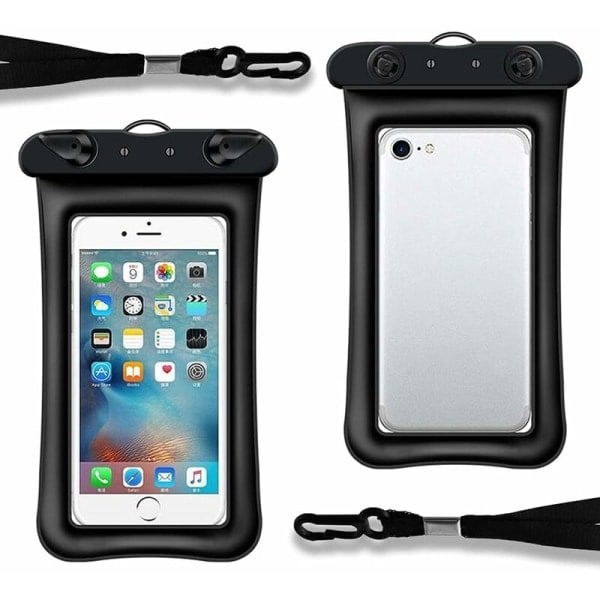 IC 2st Sort Flydende Oppustelig Mobiltelefon Cover Vandafvisende Transparent Dykning Svømning Udendørs Universal