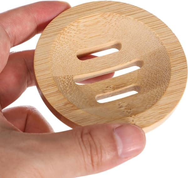 Bambussæbeholder - Rund træsæbeskål, til bruser, badeværelse, hotel - 8*8 cm