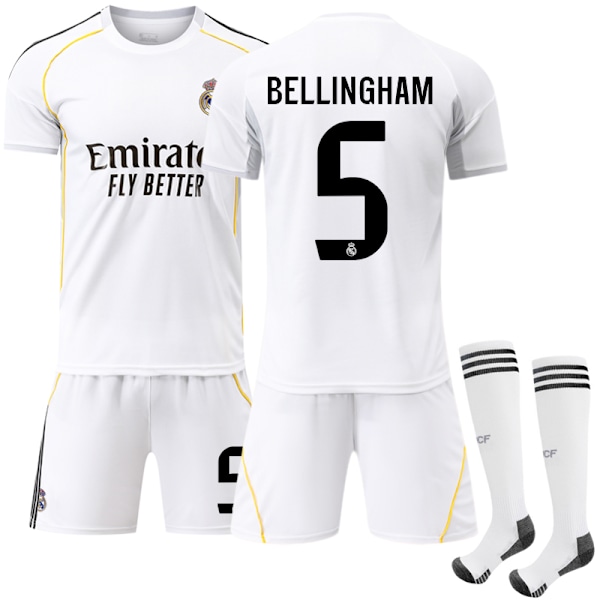 2025-2026 Real Madrid Kotipaita Lapsille Aikuisille Jalkapallopaita Nro 5 Bellingham NO.5 16
