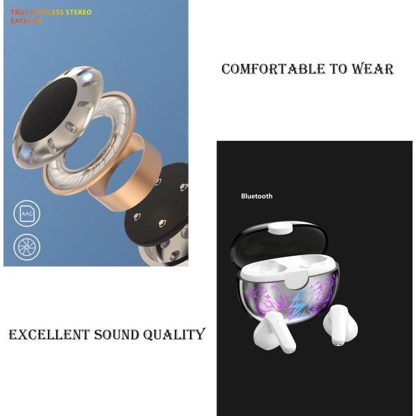 IC Trådløst Binaural TWS Gaming Bluetooth Headset - Lav Latens Sort