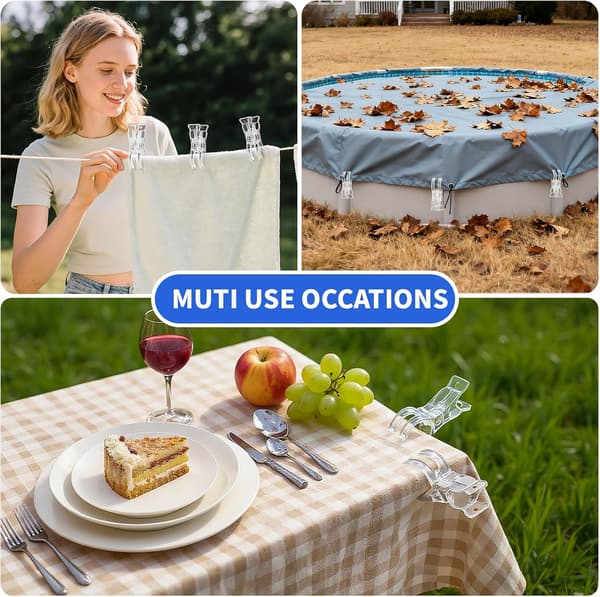15-pack transparenta klämmor - Multifunktionella klämmor - 9 cm - För dekoration