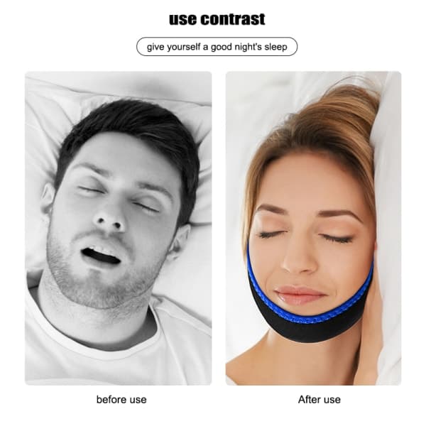 IC Anti Snorke Hakestropp Nylon Elastisk Pustende Anti Snorke Hake Blå