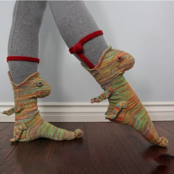 IC Stickade Nyhet Djurmönsterstrumpor Funky Mid Calf Socks (2st)