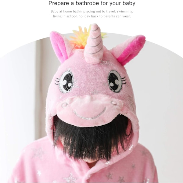 Barnas badekåper Badekåpe 3D Unicorn med hette, Jenter Gutter Fleece Myk Kigurumi Tegneserie Morgenhuskåpe Nattøy Pyjamas Lommer C unicorn2 140