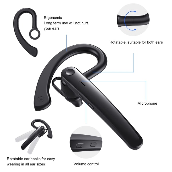 Bluetooth-headset, med mikrofon, ergonomiskt brusreducerande headset för lastbilschaufförer