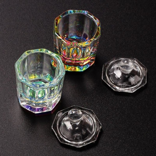 IC Rainbow kristallklar akryl flytande skål Tappen skål i glas rund