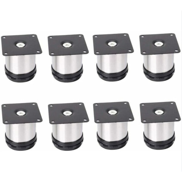 IC-set med 8 st justerbara möbelben i rostfritt stål, 50 mm höjd, förtjockade skåpsben, Bordsben, Möbelben, borstat rostfritt stål, Adju