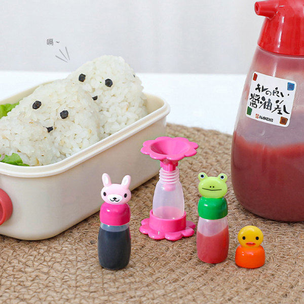 4 kpl Mini-maustepullo Mini-säiliö Lovely Frog Ankka Pullot Bento-lounaslaatikkoon Keittiön säilytysastia Tarvikkeet