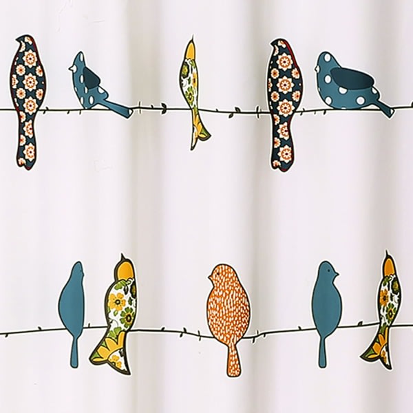 IC Rowley Birds dusjforheng - Blomstertrykk for bad, 72\" x 72\", flerfarget