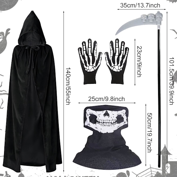 Halloween-kappa, kappa för cosplay och rekvisita till halloweenmaskerad a 140