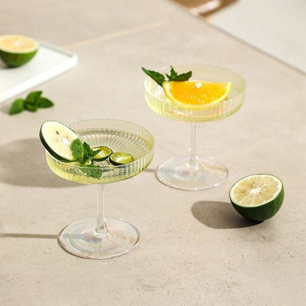 Martiniglas, sæt med 4 kreative stribede cocktailglas, til champagnevin