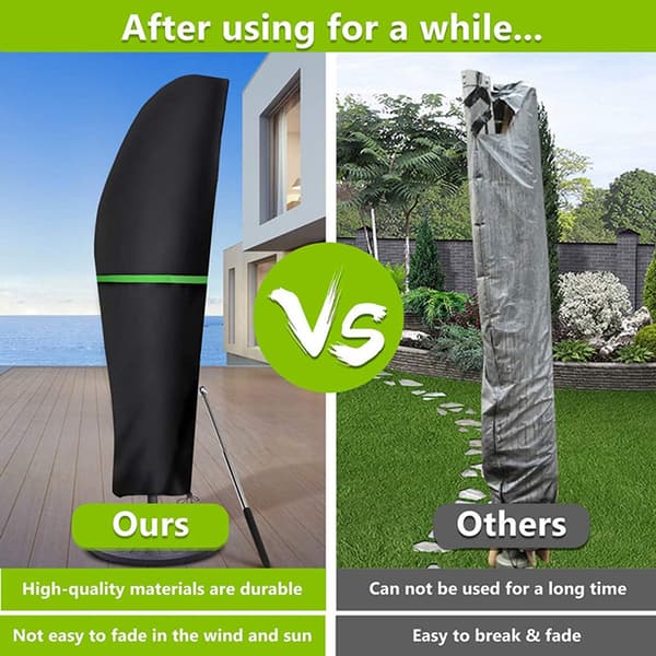 Parasol Cover - with - Pole - Protective - Cover - Standard - Parasols - Black - Weatherproof - Sun - Dustproof