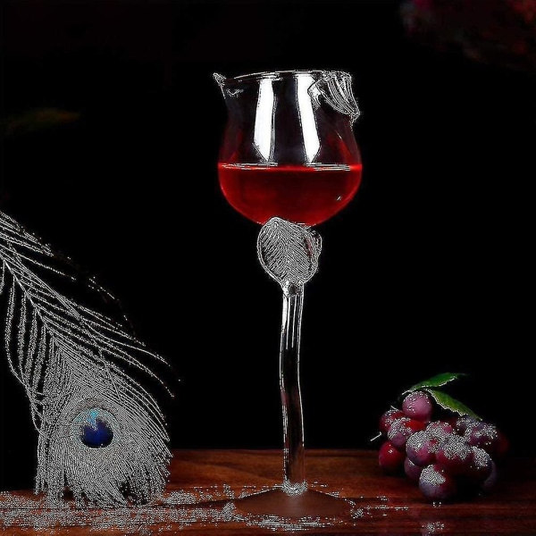 Rött vinglas, rosa blomformad vinglas, cocktailvinbägare, fina rödvinsbägare, vinkocktailglas, set Gratis frakt