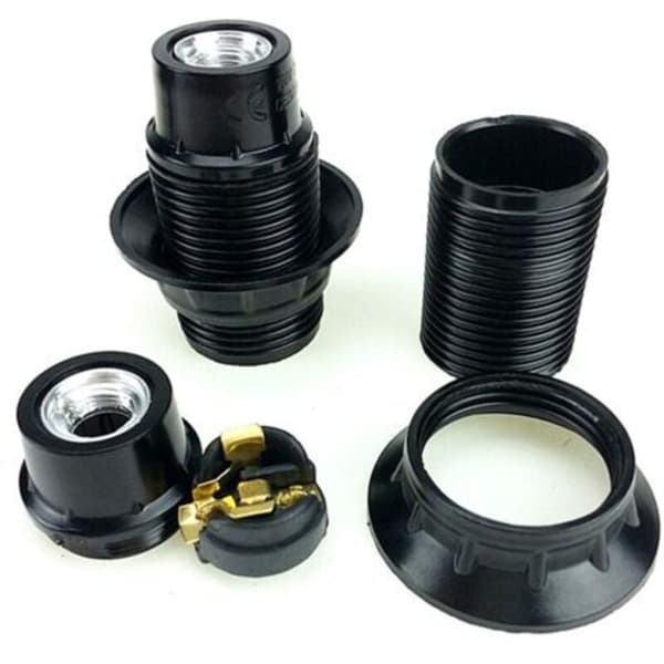 Svart E14 Glödlampssockel, 4 st E14 Sockel, E14 Glödlampssockel, Solid Glödlampssockel, Svart Sockeladapter