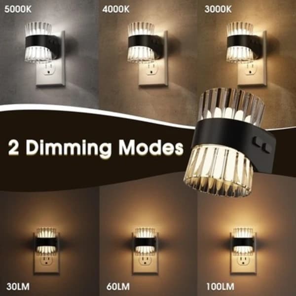 1-pak Klar Plug-in LED Natlampe med Skumringssensor 3 Farvetemperaturer